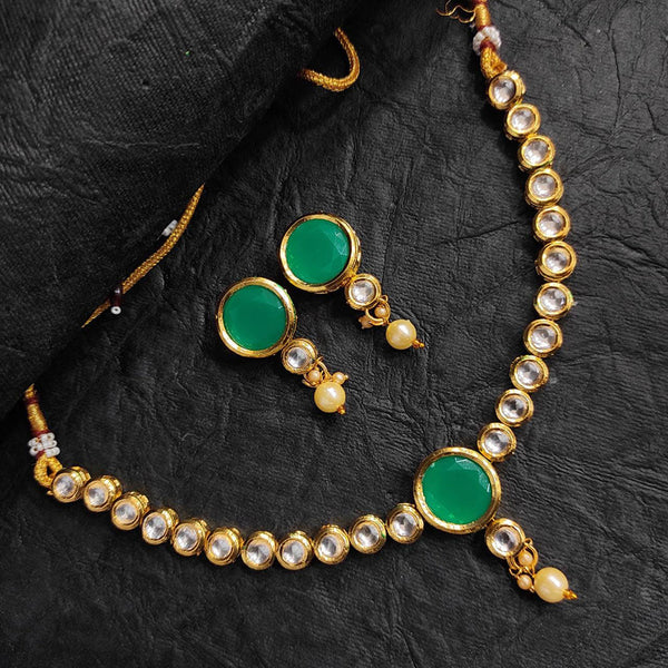 Raj Creation Gold Plated Kundan Stone Necklace Set