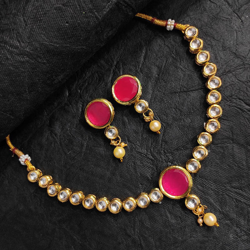 Raj Creation Gold Plated Kundan Stone Necklace Set