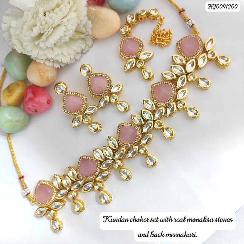 Raj Creations Gold Plated Kundan Stone Choker Necklace Set