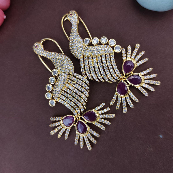 Raj Creations Gold Plated AD Dangler Earrings