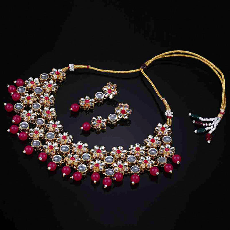 Bhavi Jewels Gold Plated Kundan Necklace Set