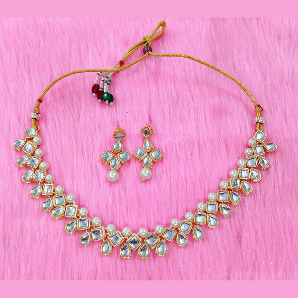SAMC Gold Plated Kundan Stone & Beads Choker Necklace Set