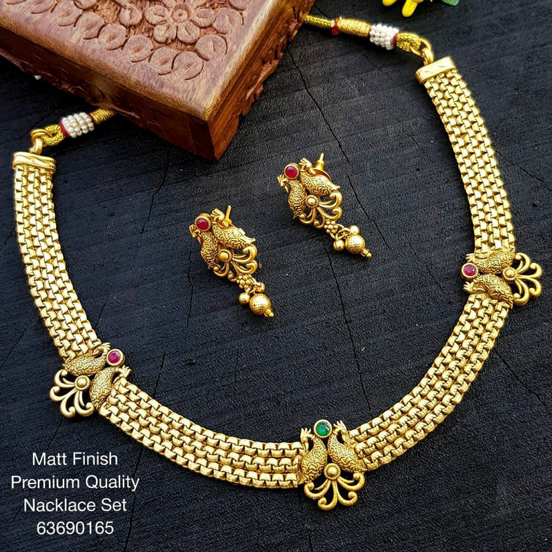 Sangita Creation Gold Plated Pota Stone Necklace Set