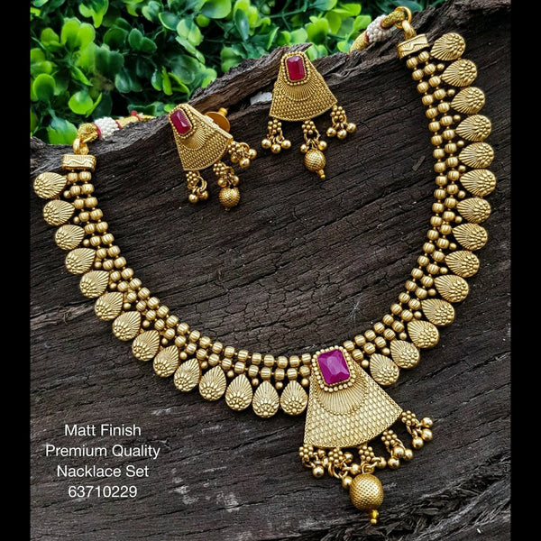 Sangita Creation Gold Plated Pota Stone Necklace Set