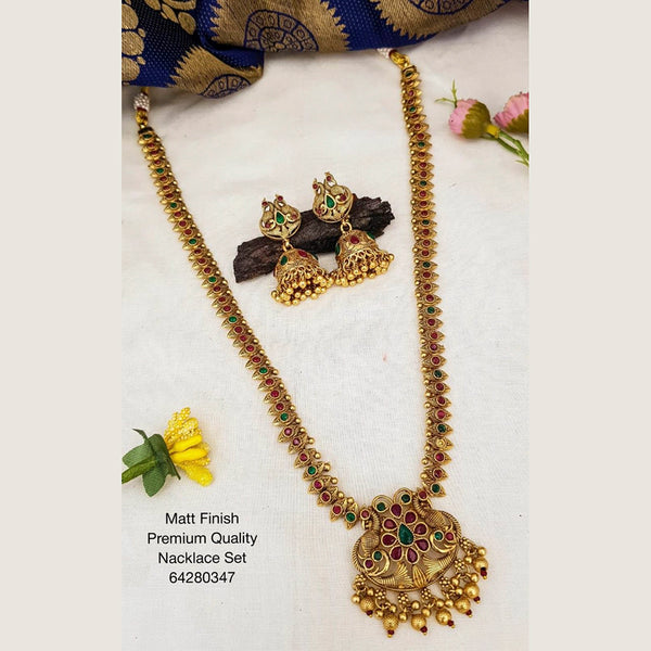 Sangita Creation Gold Plated Pota Stone Necklace Set