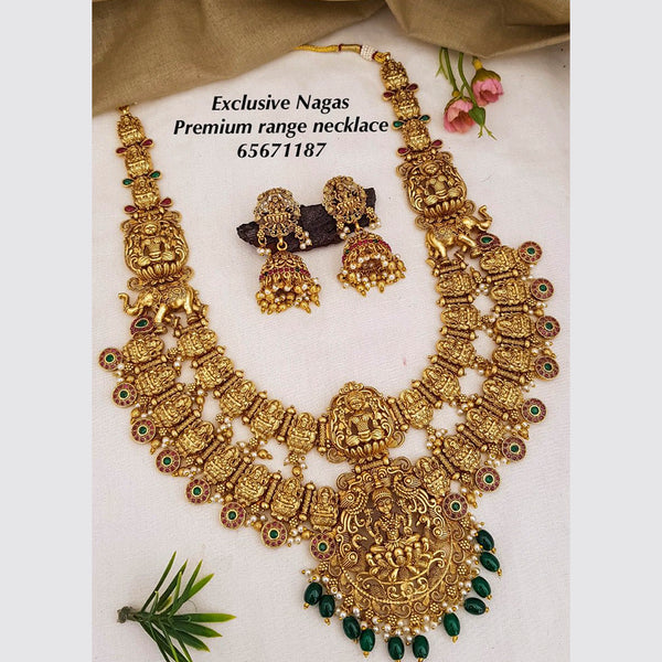 Sangita Creation Gold Plated Pota Stone Necklace Set