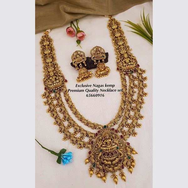 Sangita Creation Gold Plated Pota Stone Necklace Set