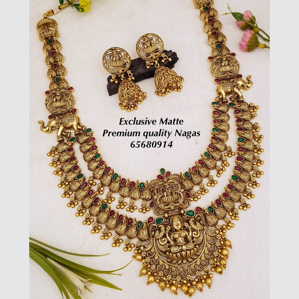 Sangita Creation Gold Plated Pota Stone Necklace Set