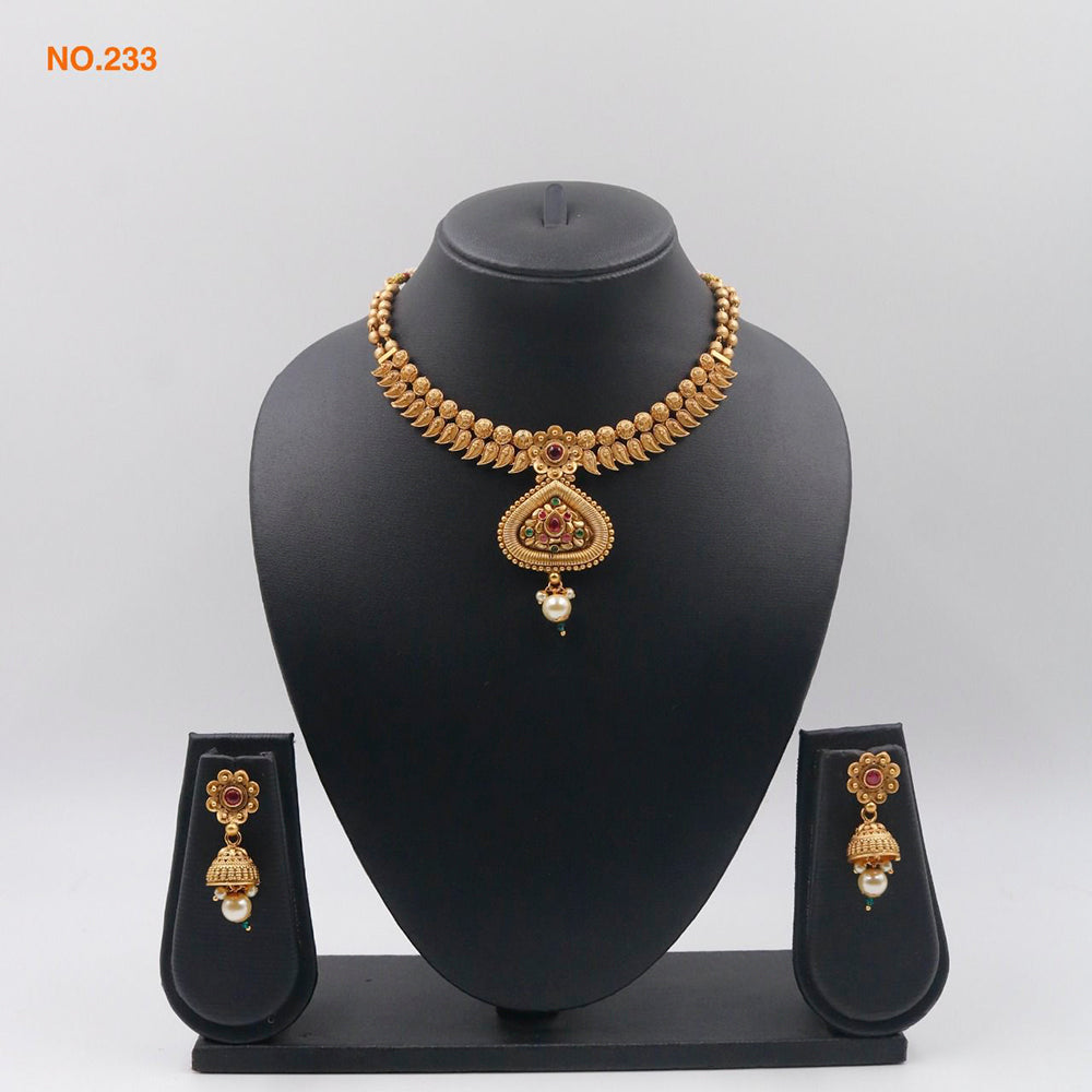 The Jangid Arts Gold Plated Pota Stone Necklace Set