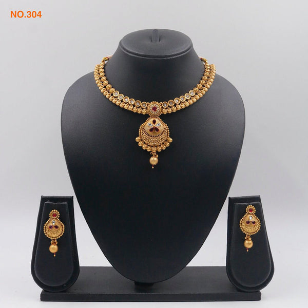 The Jangid Arts Gold Plated Pota Stone Necklace Set