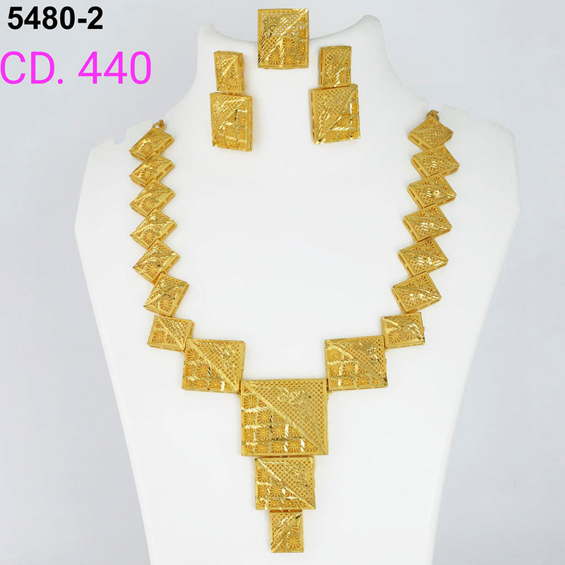 African Wedding Jewelry DUBAI Gold Necklace Set JD1045 | LaceDesign