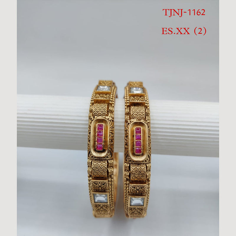 Choice Gold Plated Pota Stone Bangles Set