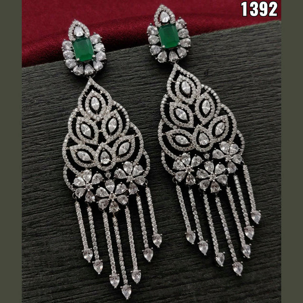 Vivah Creations Silver Plated AD Stone dangler Earrings