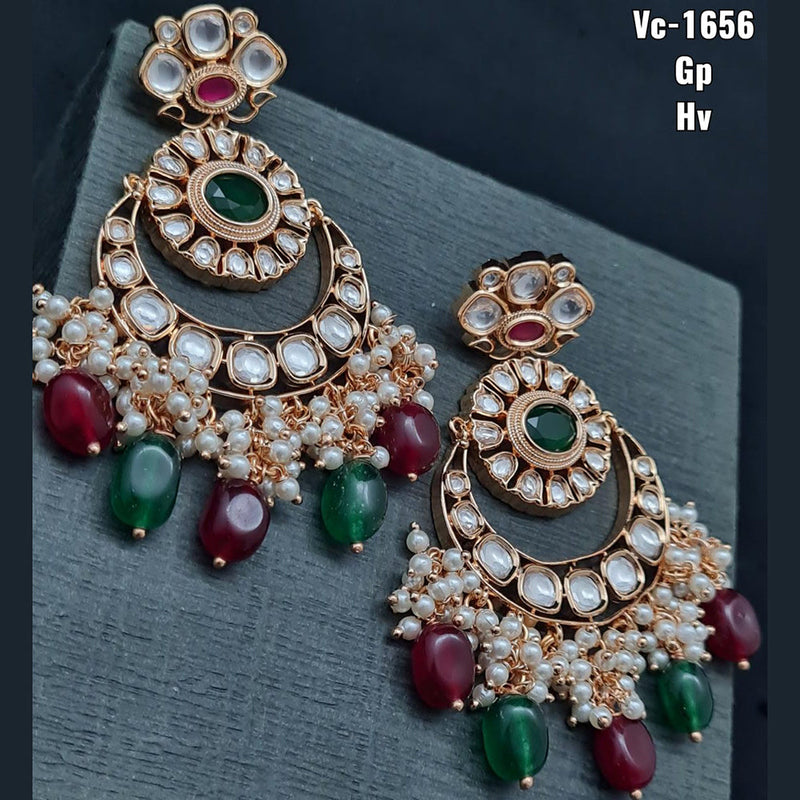 Vivah Creations Gold Plated Kundan & Beads dangler Earrings