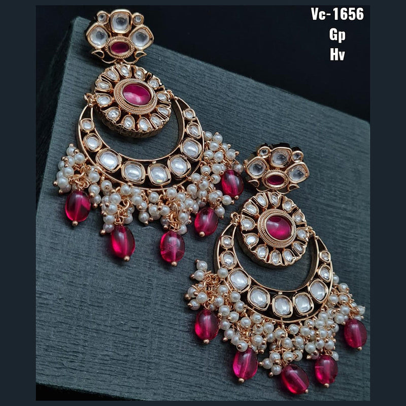 Vivah Creations Gold Plated Kundan & Beads dangler Earrings