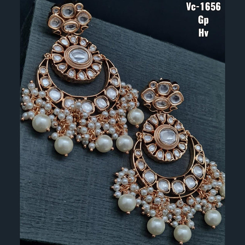 Vivah Creations Gold Plated Kundan & Beads dangler Earrings