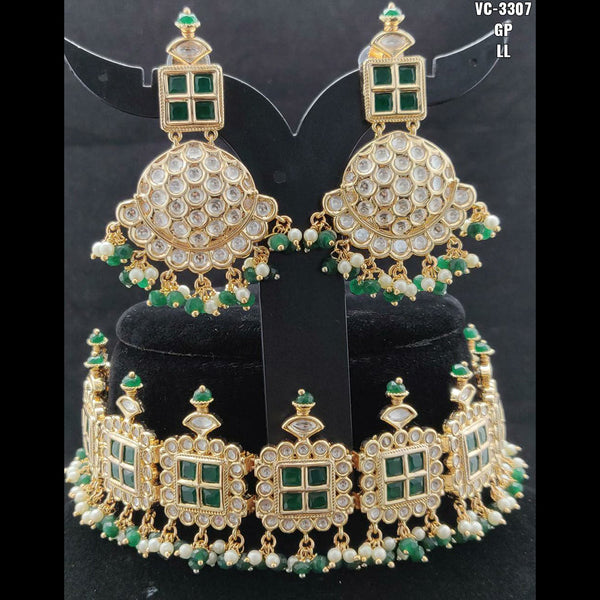 Vivah Creations Gold Plated Reverse AD Stone Necklace Set