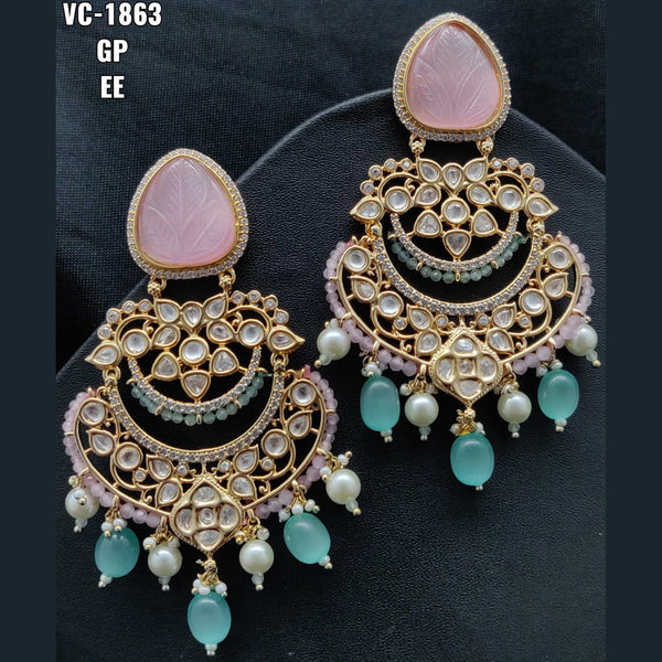 Vivah Creations Gold Plated Kundan & Beads dangler Earrings