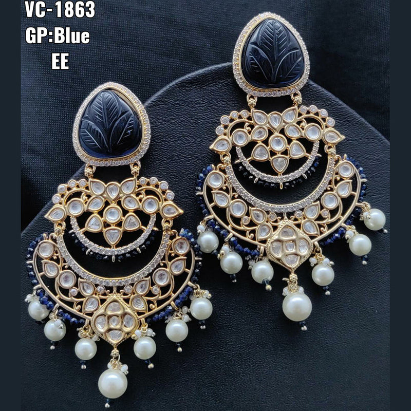 Vivah Creations Gold Plated Kundan & Beads dangler Earrings