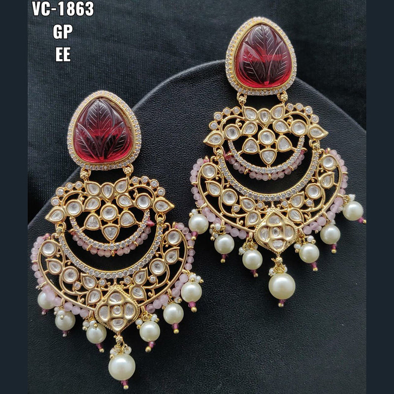 Vivah Creations Gold Plated Kundan & Beads dangler Earrings