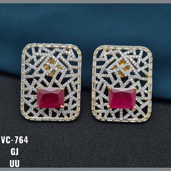 Vivah Creations Gold Plated AD Stone Stud Earrings