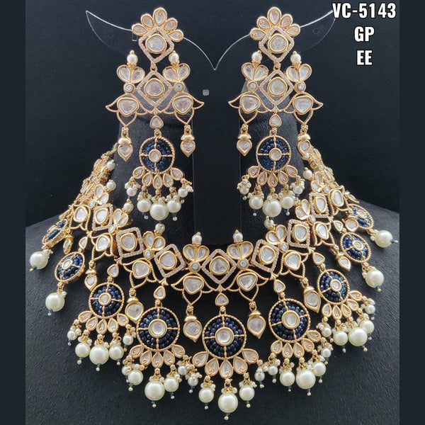 Vivah Creations Gold Plated Kundan & Beads Choker Necklace Set