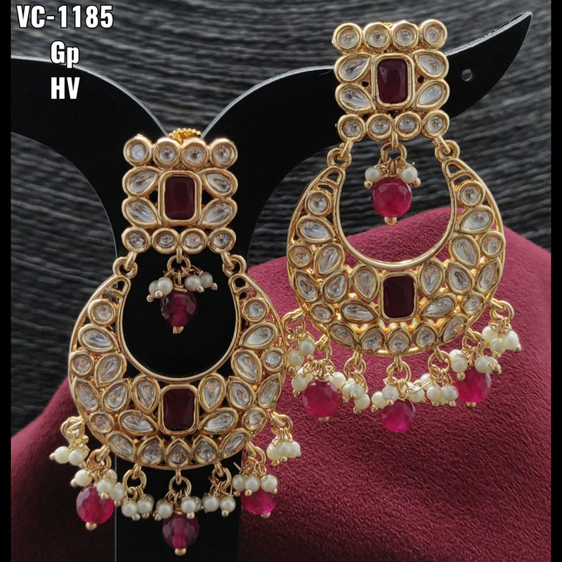 Vivah Creations Gold Plated Kundan & Beads dangler Earrings