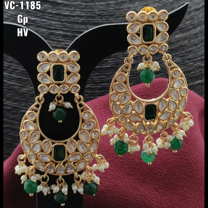 Vivah Creations Gold Plated Kundan & Beads dangler Earrings