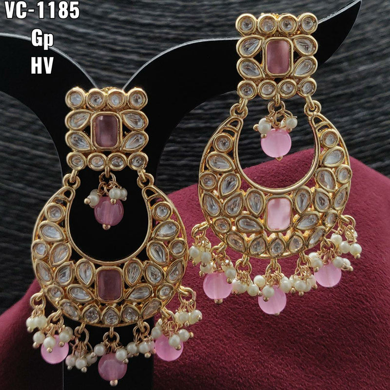 Vivah Creations Gold Plated Kundan & Beads dangler Earrings