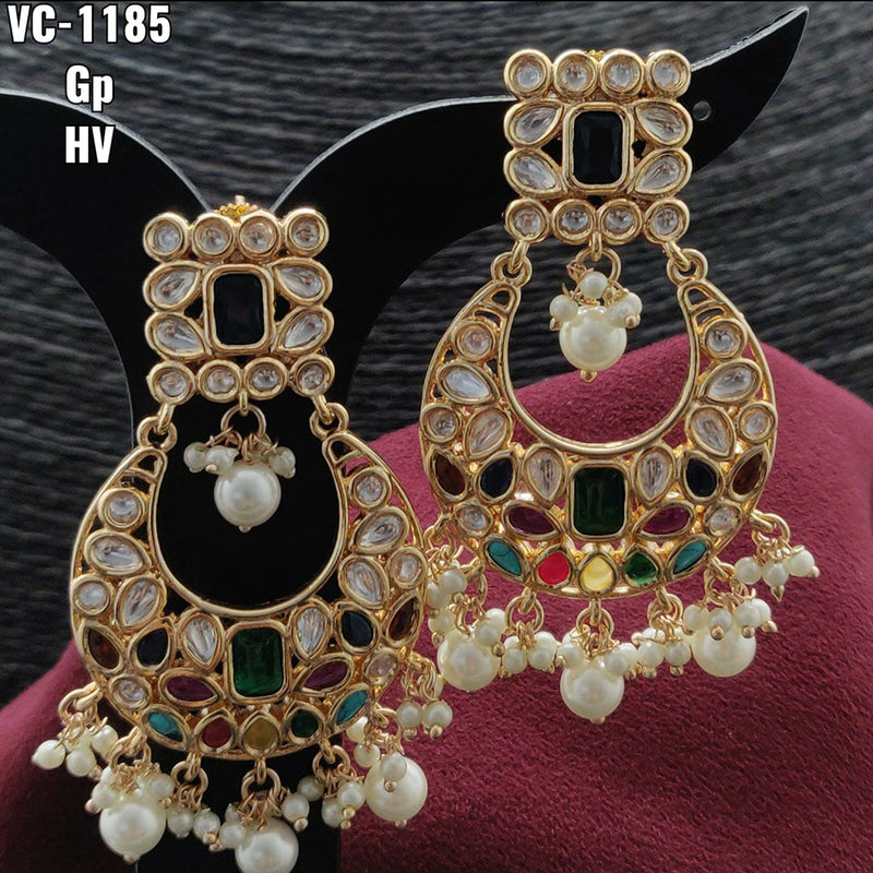 Vivah Creations Gold Plated Kundan & Beads dangler Earrings