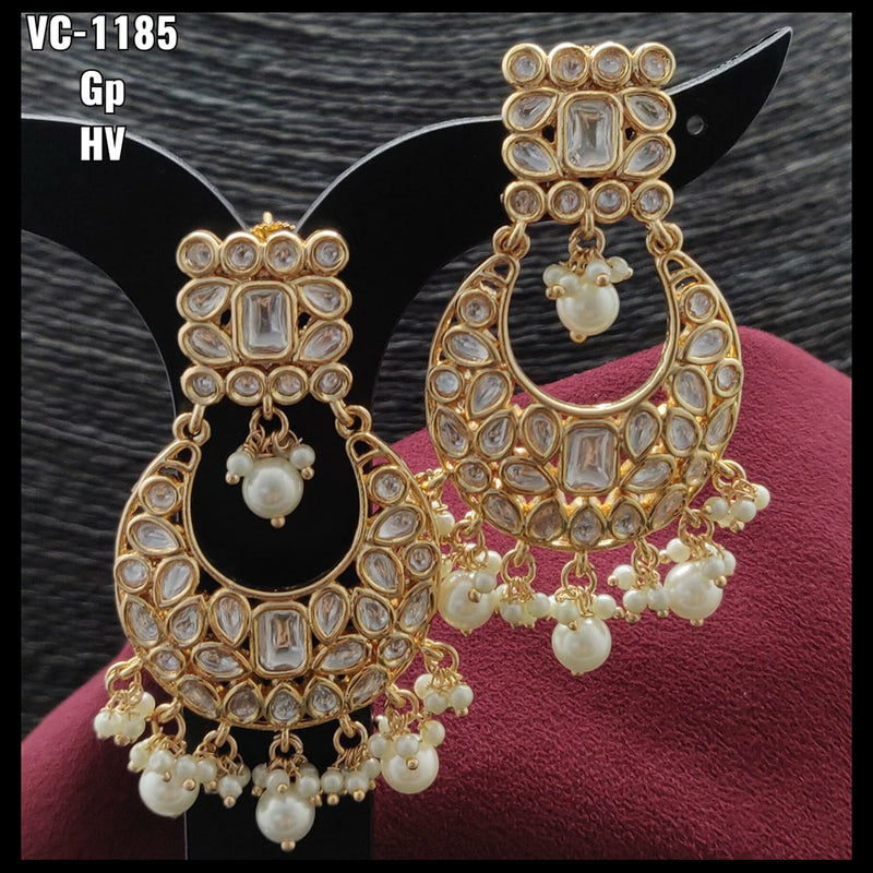 Vivah Creations Gold Plated Kundan & Beads dangler Earrings