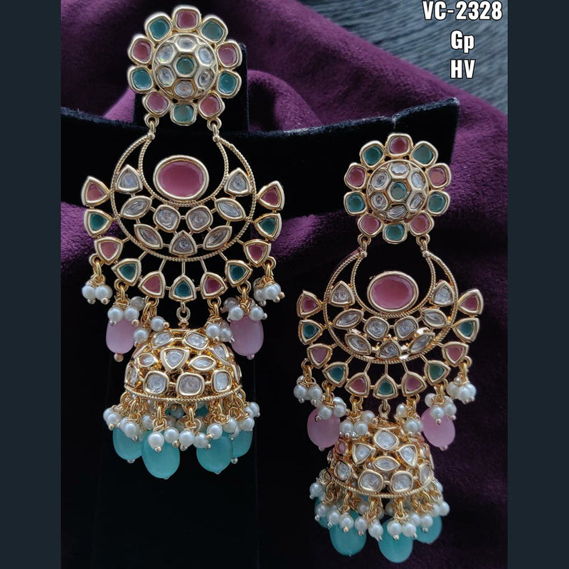 Vivah Creations Gold Plated Kundan & Beads dangler Earrings