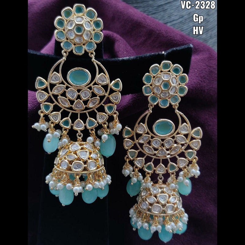 Vivah Creations Gold Plated Kundan & Beads dangler Earrings