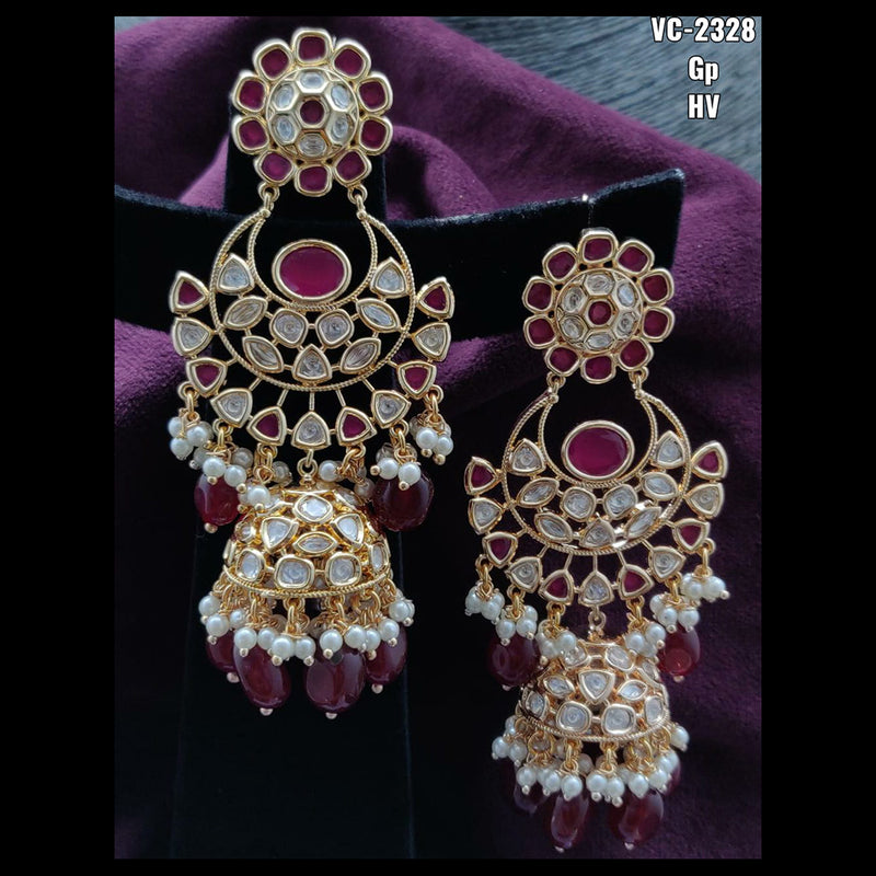 Vivah Creations Gold Plated Kundan & Beads dangler Earrings