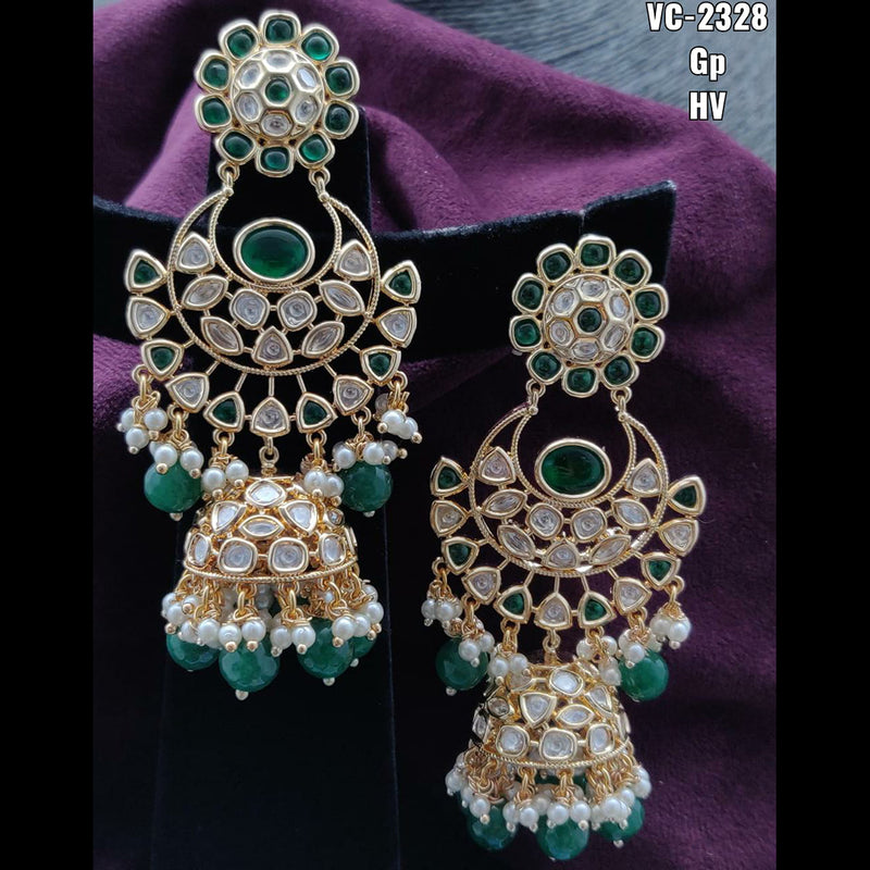 Vivah Creations Gold Plated Kundan & Beads dangler Earrings