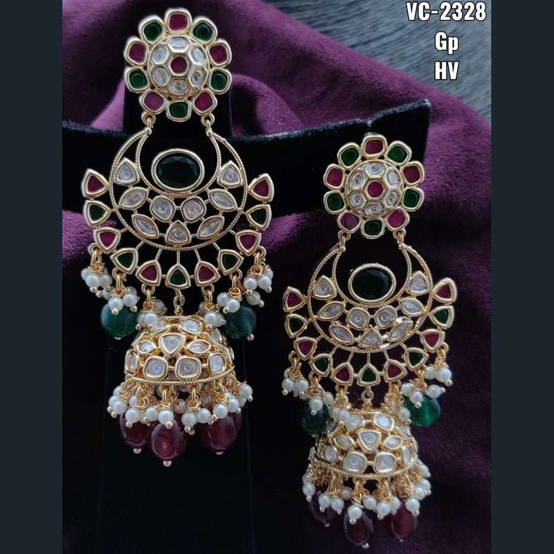 Vivah Creations Gold Plated Kundan & Beads dangler Earrings