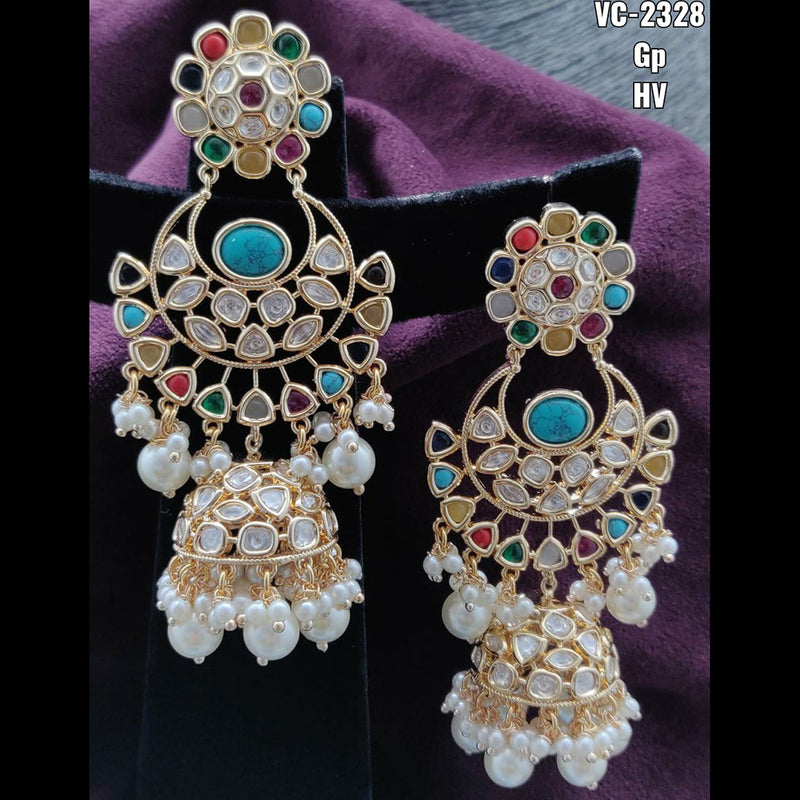 Vivah Creations Gold Plated Kundan & Beads dangler Earrings