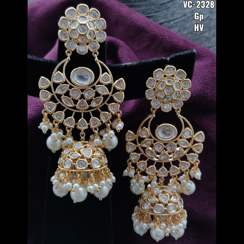 Vivah Creations Gold Plated Kundan & Beads dangler Earrings