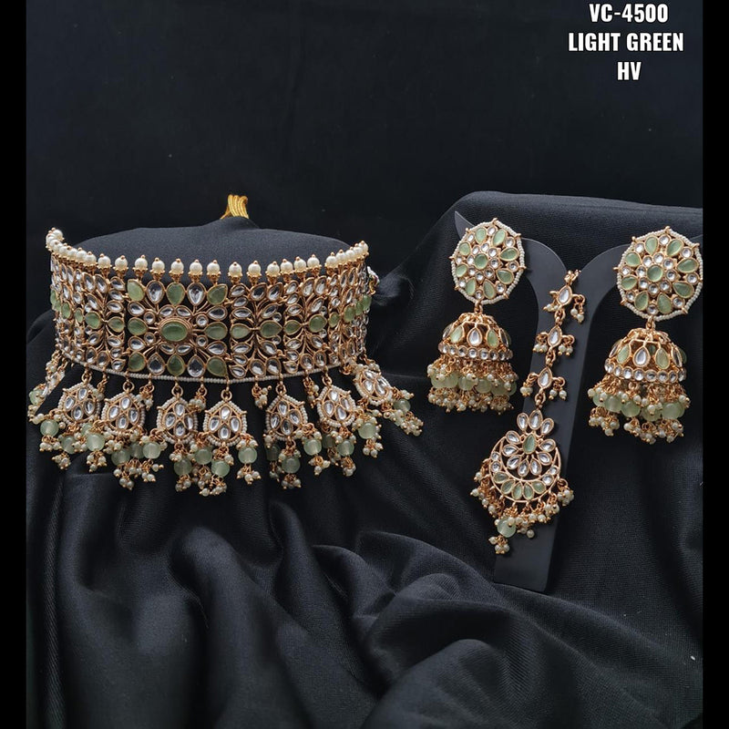 Vivah Creations Gold Plated Kundan & Beads Choker Necklace Set