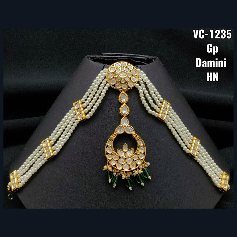 Vivah Creations Gold Plated Kundan & Beads Damini Maangtikka