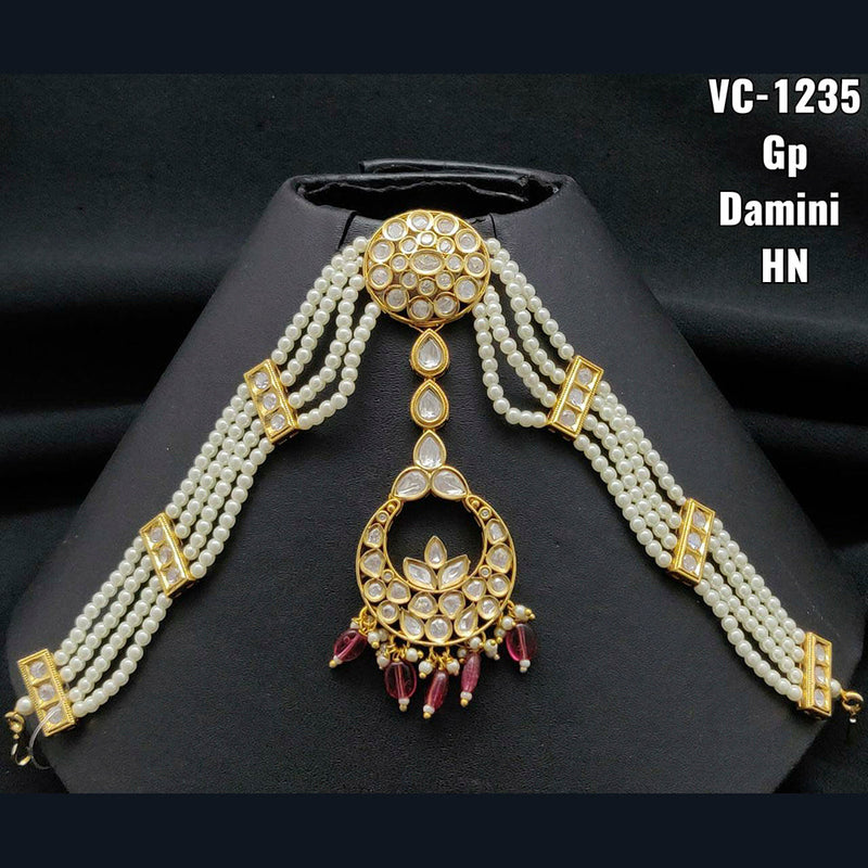 Vivah Creations Gold Plated Kundan & Beads Damini Maangtikka