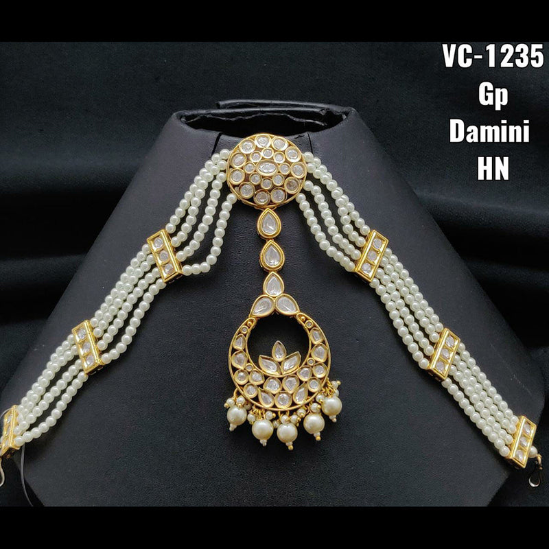 Vivah Creations Gold Plated Kundan & Beads Damini Maangtikka