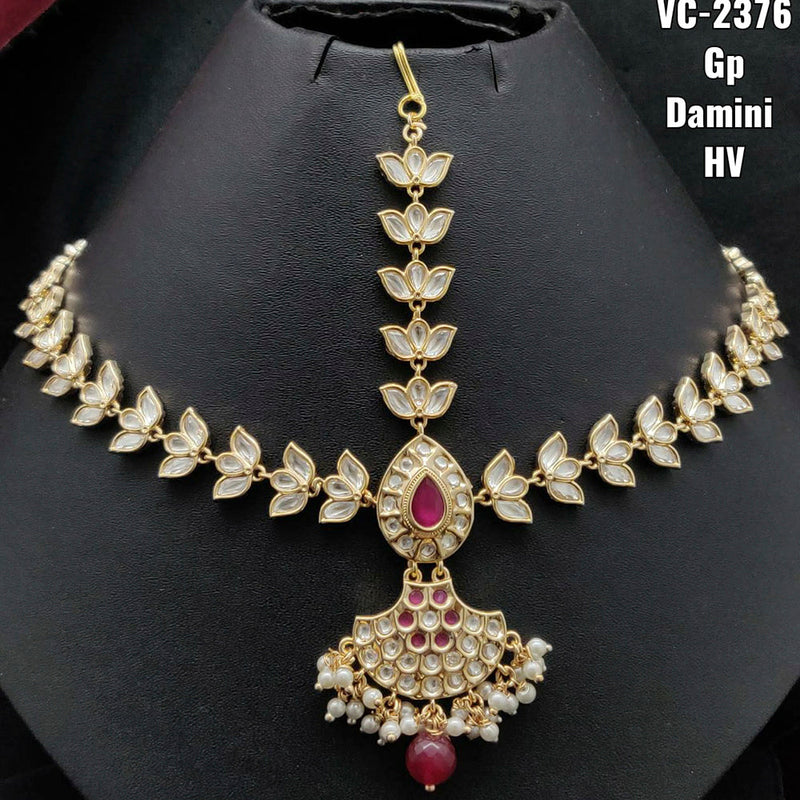 Vivah Creations Gold Plated Kundan & Beads Damini Maangtikka