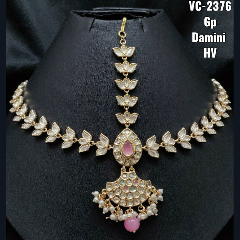 Vivah Creations Gold Plated Kundan & Beads Damini Maangtikka