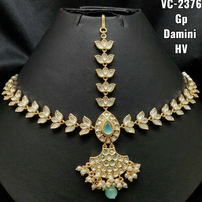 Vivah Creations Gold Plated Kundan & Beads Damini Maangtikka