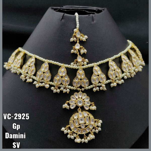 Vivah Creations Gold Plated Kundan & Beads Damini Maangtikka