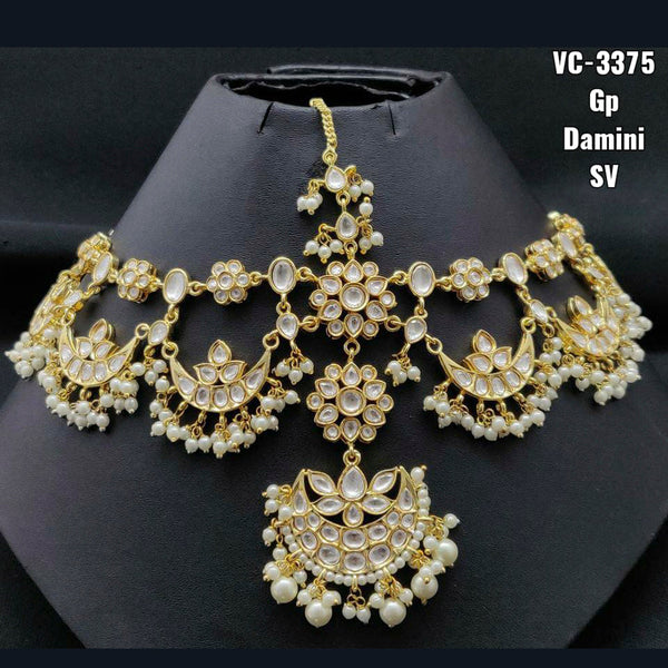 Vivah Creations Gold Plated Kundan & Beads Damini Maangtikka