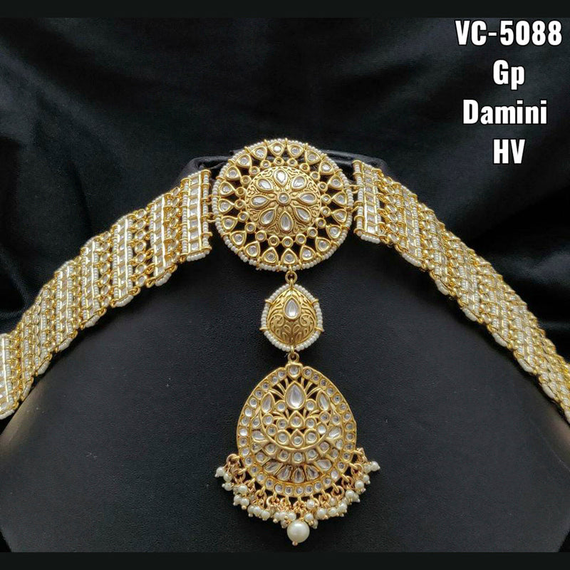 Vivah Creations Gold Plated Kundan & Beads Damini Maangtikka