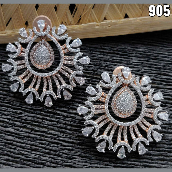 Vivah Creations Rose Gold Plated AD Stone Stud Earrings