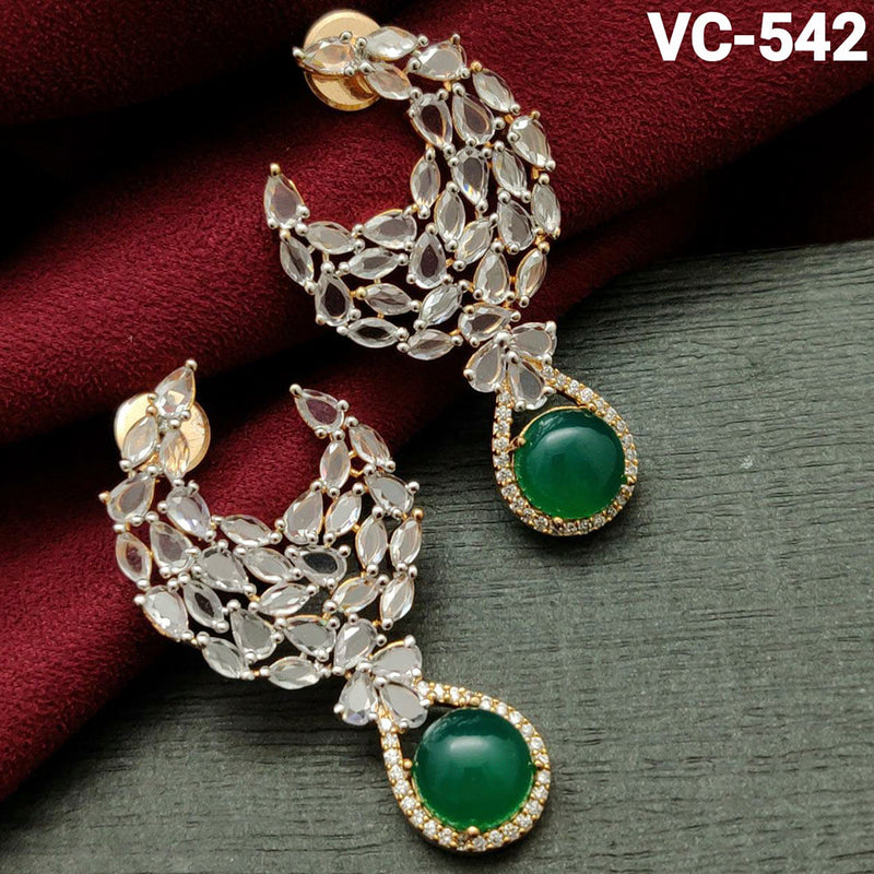 Vivah Creations Gold Plated AD Stone Dangler Earrings